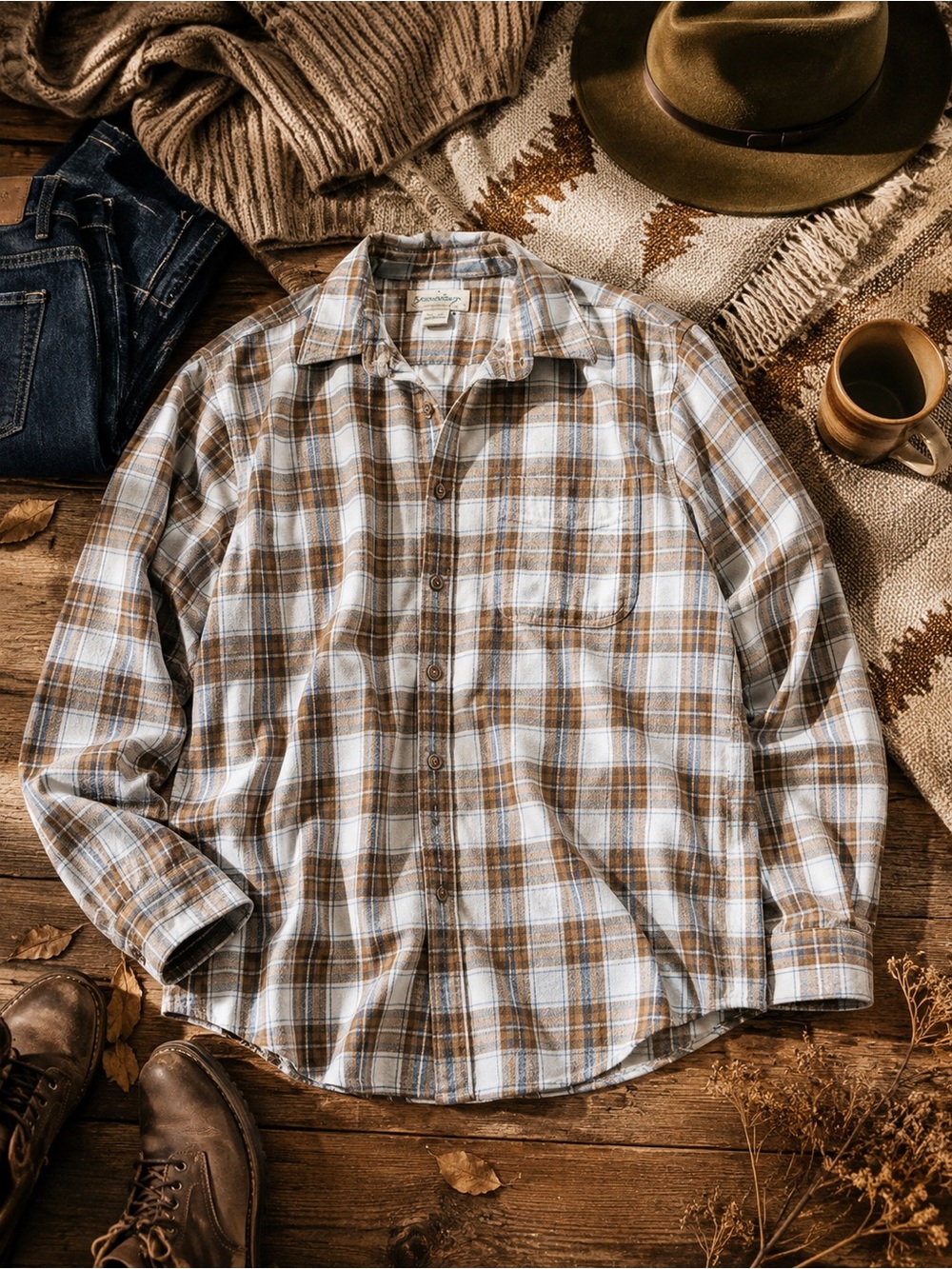 Vintage St. John’s Bay Plaid Woven Shirt – Petite Medium